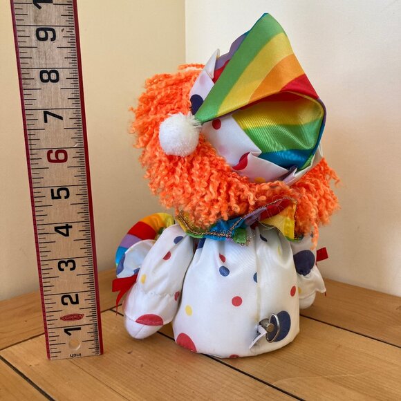Dolmax Polka Dot Happy Clown Doll Shelf Sitter Vintage 70s Toy Rainbow 14" Tall - Picture 4 of 9